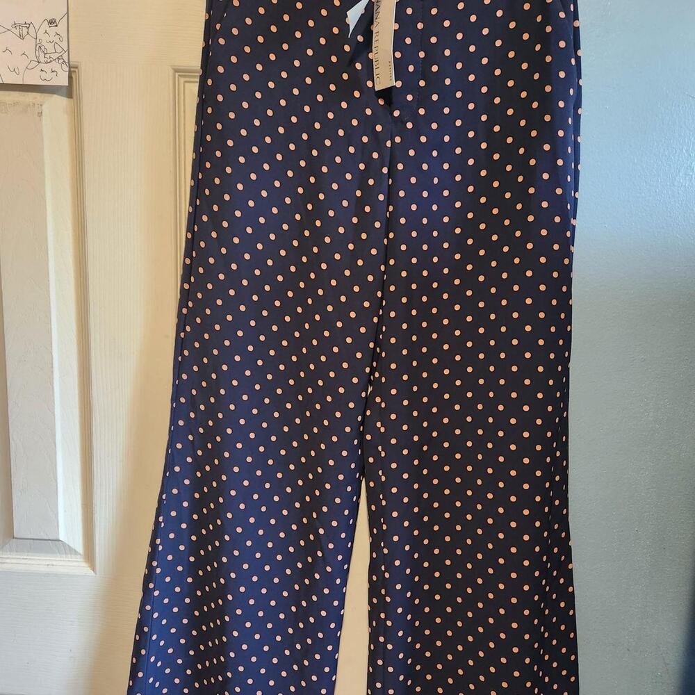 Banana Republic navy blue with peach polka dot pants in a 2P High-Rise Wide-Leg